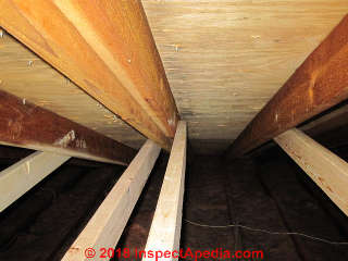 Sister rafters take sag out of roof (C) InspectApedia.com Jess Aronstein D Friedman