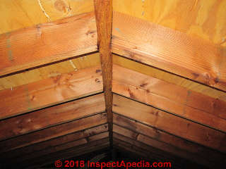 2x6 rafters remained nailed in place to the ridge and to the wall top plates (C) InspectApedia.com Jess Aronstein Daniel Friedman
