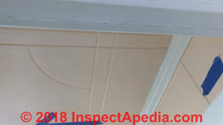 Scored Beaverboard or Fiberboard interior ceiling (C) InspectApedia.com Steve