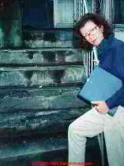 Photograph of a stair that is a real trip hazard.