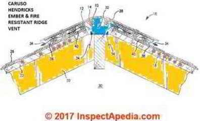 Fire and ember resistant soffit vent, Caruso Hendricks Patent US20080220714A1 at InspectApedia.com