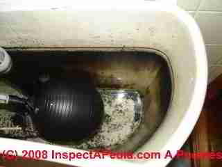 Sulphur debris in a toilet tank