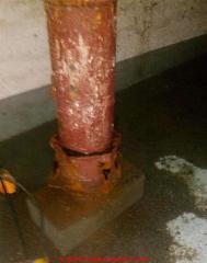 Water leaking at well pipe (C) Inspectapedia.com