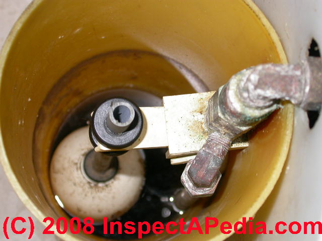 water softener tank brine float salt valve cleaning overflow level control plumbing repair inspectapedia