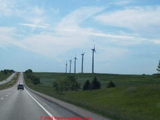 Wind turbines generating electricity in Kansas in 2018 (C) Daniel Friedman at InspectApedia.com