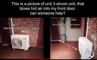 Kaden air conditioner installed on verandah makes it unusable per building occupant (C) InspectApedia.com Stuart