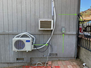 Clearance distdances adn electrical shutoff when installing a MrCool DIY split system AC unit (C) InspectApedia.com Lynnd