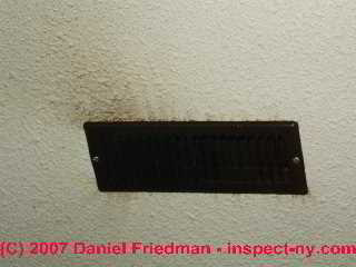 Photograph of dirt on a ceiling at an HVAC supply register