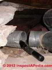Disconnected ductwork © D Friedman at InspectApedia.com 