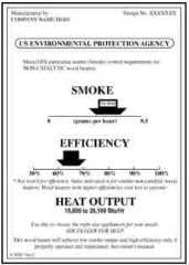 Wood stove data tag, U.S. EPA