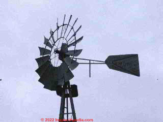 Windmill tail detail (C) Daniel Friedman at Inspectapedia.com