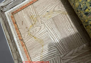 1965 Chicago condo floor tile with black mastic (C) InspectApedia.com Charles