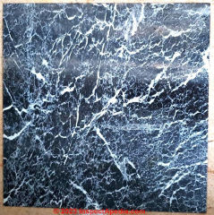 Armstrong black and white marble pattern peel and stick tiles (C) InspectApedia.com Frank