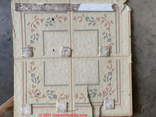 Asbestos possible in white backer on Armstrong floor tile - need to know age (C) InsepectApedia Jennifer