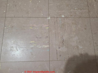 1960s asbestos suspect vinyl floor tile (C) InspectApedia Ana
