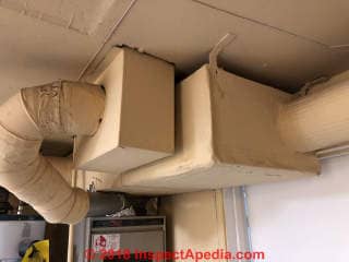 Asbestos paper heating duct wrap (C) Inspectapedia.com