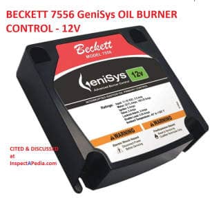 Beckett GeniSys Model 7556 Oil Burner Primary Control cited & discussed at InspectApedia.com