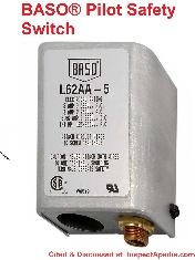 BASO L62 Gas Safety Shutoff control cited & discussed at InspectApedia.com