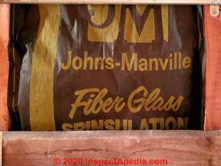 Johns Manvlle Spintsulation Fiberglass Insulation (C) InspectApedia.com