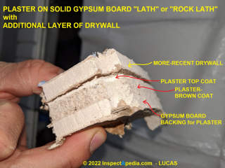 gypsum and rock lath layers (C) InspectApedia.com DJF