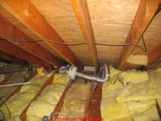 Fiberglass insulation © D Friedman at InspectApedia.com 