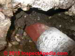 Octagonal vitrified clay drain or sewer piping (C) InspectApedia.com Daniel Friedman