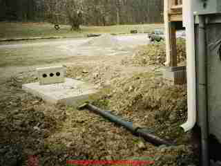 Photograph of  a conventional septic tank during installation.