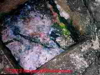 Septic dye in the baffle box © D Friedman at InspectApedia.com 
