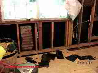 Insulating board in Tennesse flooded home © Daniel Friedman at InspectApedia.com