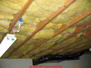 Photograph moldy fiberglass insulation in a basement - it looked clean but it was not - © Daniel Friedman