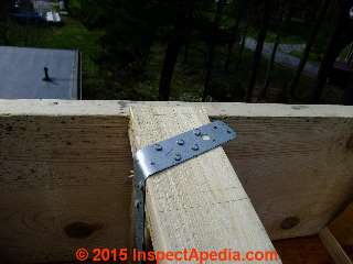 Nails used in strappoing holding roof I-Joists to the building frame (C) Daniel Friedman at InspectApedia.com