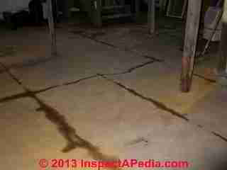 Concrete slab cracks heaves form trip hazards © Daniel Friedman at InspectApedia.com