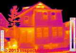 Thermal imaging report of heat loss on a home (C) InspectApedia