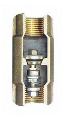 Simmons 503SB Check Valve internal parts showing how the check valve seat works - cited & discussed at InspectApedia.com