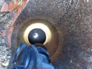 Shallow well with clay tile liners can not be sanitary - safe as drinking water, ok for irrigatino (C) InspectApedia.com Matt