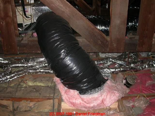 Photo of flexible ductwork  (C) InspectApedia.com 