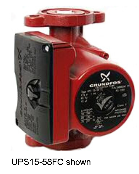Grundfos variable speed heating zone circulator pump UPS 15-58FC (C) Grundfos InspectApedia