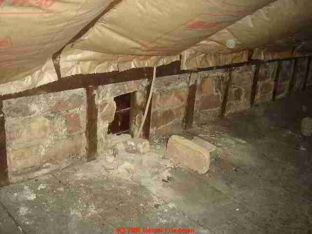 Visible in the attic, Brick Wall Lining Served as Insulation, Wind Barrier, Fire Blocking