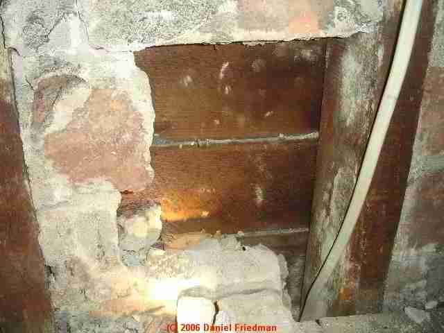 Visible in the attic, Brick Wall Lining Served as Insulation, Wind Barrier, Fire Blocking