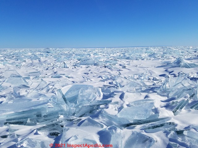Heaved ice fields on Lake Superior (C) Daniel Friedman at InspectApedia.copm 2019