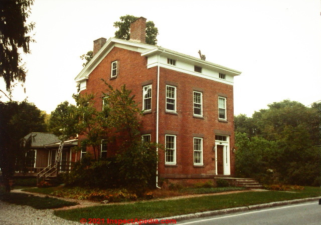 Seneca Howland House Pleasant Valley New York in 1982 during renovations and repairs (C) Daniel Friedman at InspectApedia.com