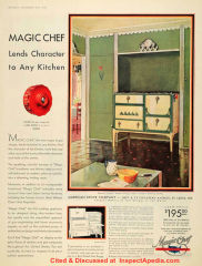 Magic Chef ovens and ranges sported a red wheel control fdor the Lorain oven heat control and promoted that as a trademark - cited & discussed at InspectApedia.com