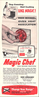 Magic Chef ovens and ranges sported a red wheel control fdor the Lorain oven heat control and promoted that as a trademark