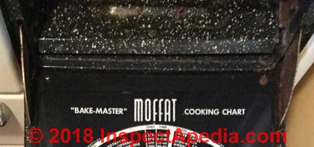 Moffat oven door details, double oven model - at InspectApedia.com