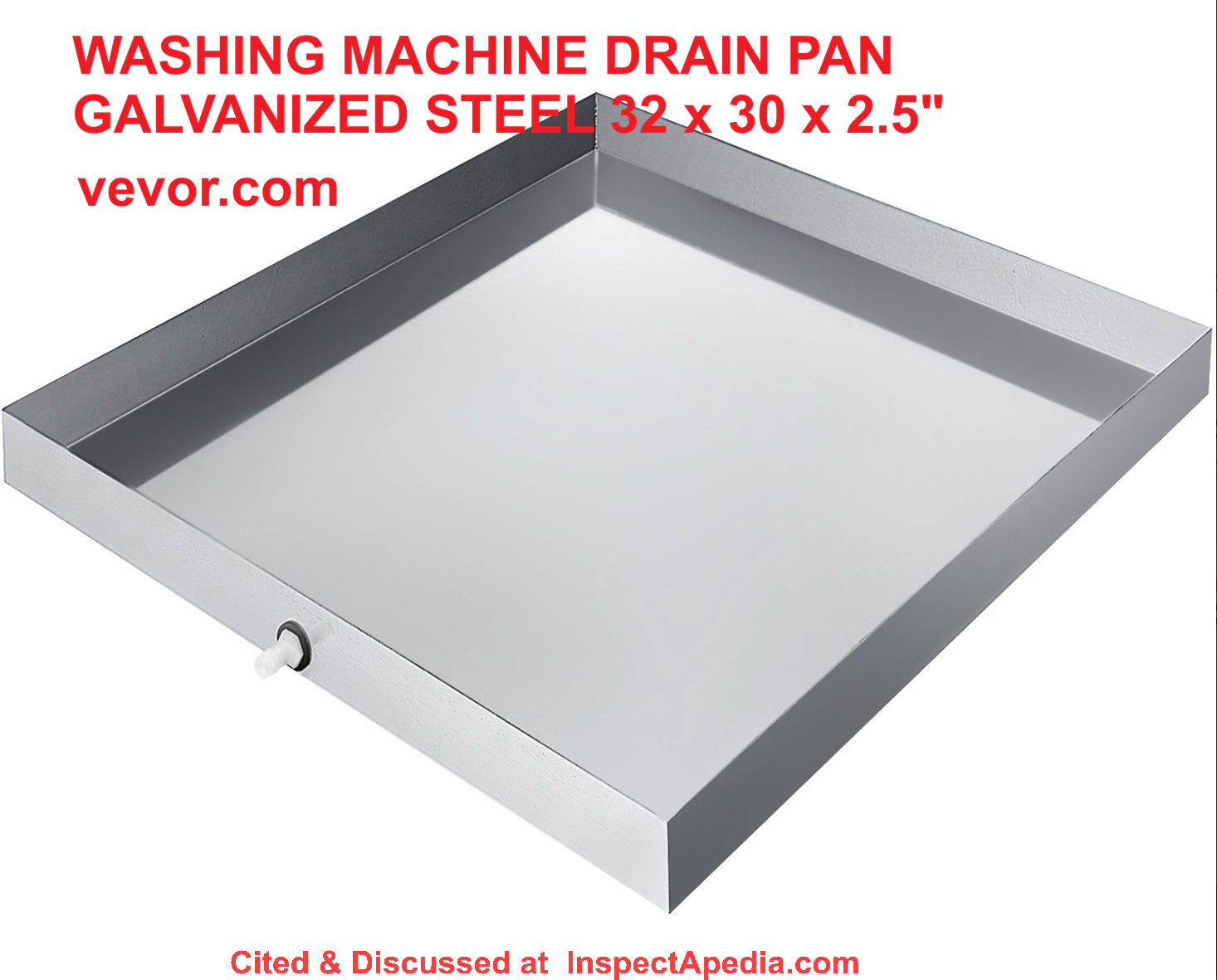 Full-sized Steel washing machine drain pan from Vevor, 32,30,2 1/2