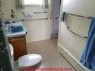 Concealed mount grab bars in a bathroom (C) Daniel Friedman at InspectApedia.com