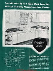 American kitchens catalog page from 1950 (C) InspectApedia.com