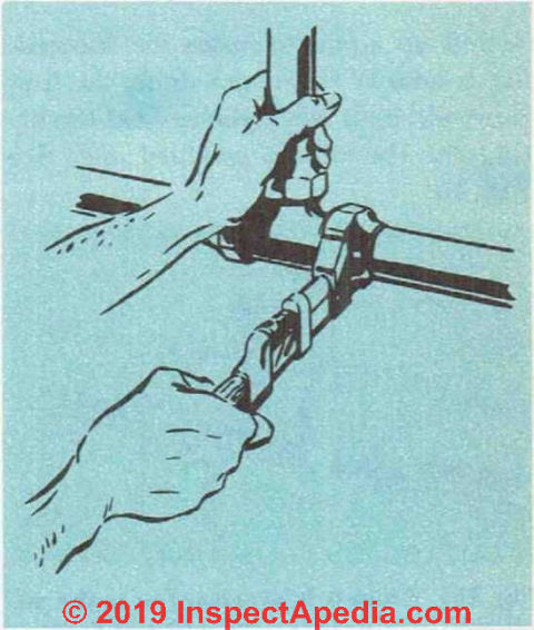 Figure 23: tightening up a flare joint (C) InspectApedia.com 2019