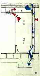 Convective heat loss loops at stacked bathrooms (C) Daniel Friedman