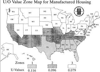 U-values or insulation requirements for Manufactured Homes in the U.S. - at InspectApedia.com